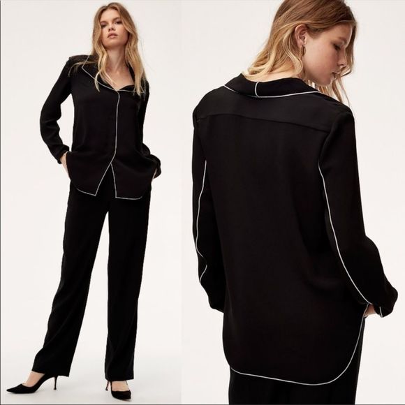 Aritzia Babaton Rena Blouse Black - Picture 4 of 15